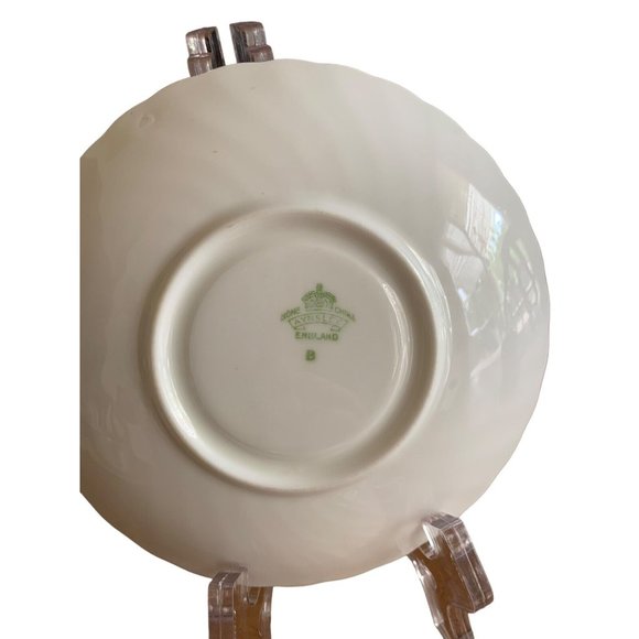 AYNSLEY ENGLAND PASTEL LIGHT PINK SWIRL TEA CUP SAUCER SET FLORAL GOLD RIM #1 Gd - Picture 7 of 13